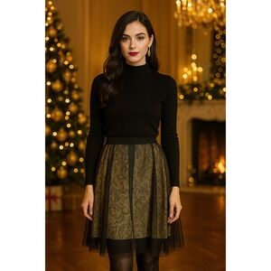 Loyandford Silk Skirt Womens 8 Floral Mesh Lace Overlay Whimsigoth Fairy Grunge